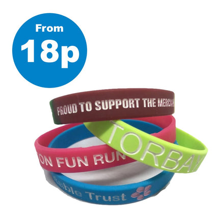 Debossed Silicone Wristbands from 18p each